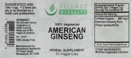 Label for American Ginseng