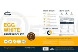 Label for Egg White Protein Isolate Chocolate Milk Flavor