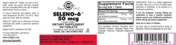 Label for Seleno-6 50 mcg