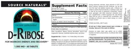 Label for D-Ribose 1,000 mg