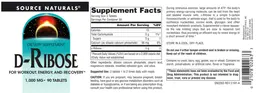 Label for D-Ribose 1,000 mg