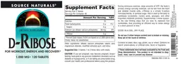 Label for D-Ribose 1,000 mg