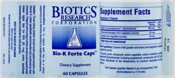 Label for Bio-K Forte Caps