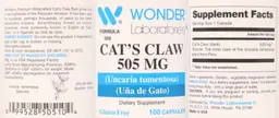 Label for Cat's Claw 505 mg