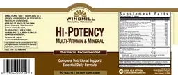 Label for Hi-Potency Multi-Vitamin & Mineral