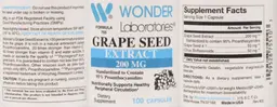 Label for Grape Seed Extract 200 mg