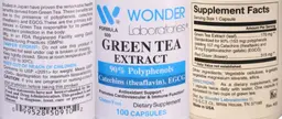 Label for Green Tea Extract