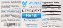 Label for L-Tyrosine 500 mg
