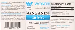 Label for Manganese 20 mg