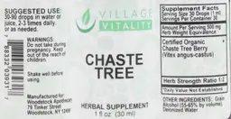 Label for Chaste Tree