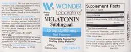 Label for Melatonin Sublingual 2.5 mg (2,500 mcg) Fruit Flavored