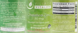 Label for Chelated Zinc 30 mg