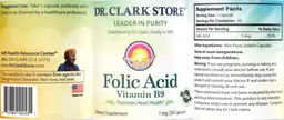 Label for Folic Acid Vitamin B9 1 mg