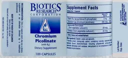 Label for Chromium Picolinate (with B6)