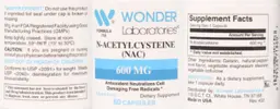 Label for N-Acetylcysteine (NAC) 600 mg