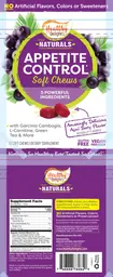 Label for Appetite Control Soft Chews Amazingly Delicious Acai Berry Flavor