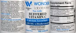 Label for Buffered Vitamin C 1,250 mg w/Bioflavonoids