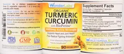 Label for Organic Turmeric Curcumin with BioPerine 1600 mg Extra Strength