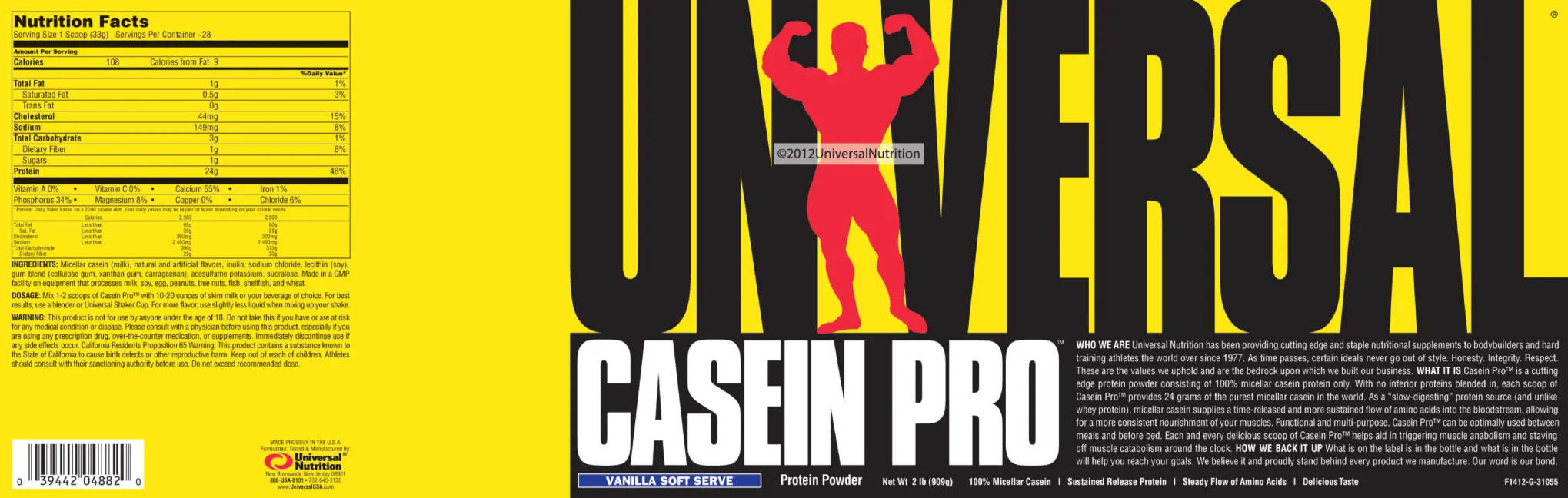 Label for Casein Pro Vanilla Soft Serve
