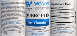 Label for Quercetin plus Vitamin C