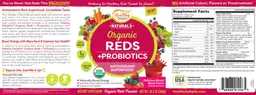 Label for Organic Reds + Probiotics Delicious Mixed Berry Flavor