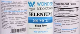Label for Selenium 200 mcg