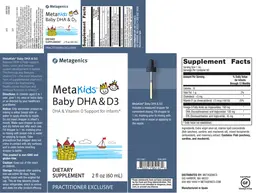 Label for MetaKids Baby DHA & D3