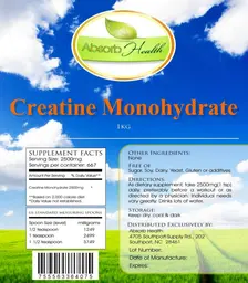 Label for Creatine Monohydrate