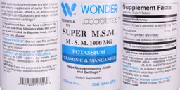 Label for Super M.S.M. 1000 mg