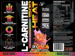Label for L-Carnitine 1500 Heat Rainbow Candy