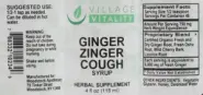 Label for Ginger Zinger Cough Syrup