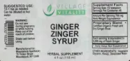 Label for Ginger Zinger Syrup