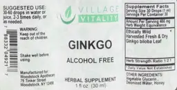 Label for Ginkgo Alcohol Free