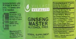 Label for Ginseng Master Alcohol Free