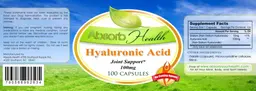 Label for Hyaluronic Acid 100 mg