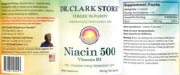 Label for Niacin 500 Vitamin B3 500 mg