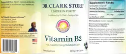 Label for Vitamin B2 300 mg