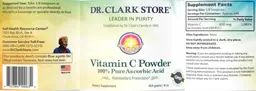 Label for Vitamin C Powder 100% Pure Ascorbic Acid