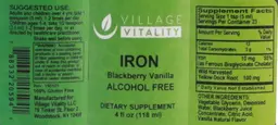 Label for Iron Blackberry Vanilla Alcohol Free