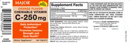 Label for Chewable Vitamin C-250 mg Orange Flavor
