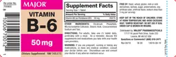 Label for Vitamin B-6 50 mg