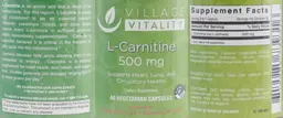Label for L-Carnitine 500 mg