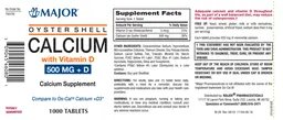 Label for Oyster Shell Calcium with Vitamin D 500 mg + D