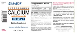 Label for Oyster Shell Calcium with Vitamin D 500 mg + D