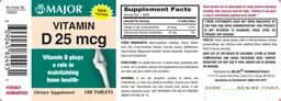 Label for Vitamin D 25 mcg