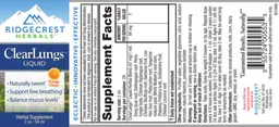 Label for ClearLungs Liquid Orange Flavor