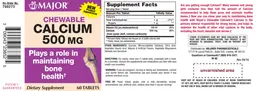 Label for Chewable Calcium 500 mg