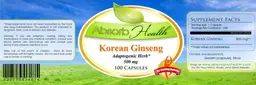 Label for Korean Ginseng 500 mg