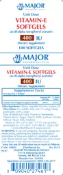 Label for Vitamin-E Softgels 400 IU