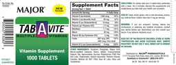 Label for Tab A Vite Multiple Vitamins